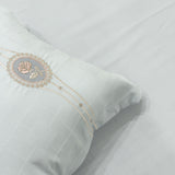 floral embroidered bedsheet set with pillow covers