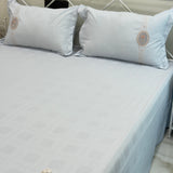 floral embroidered bedsheet set with pillow covers