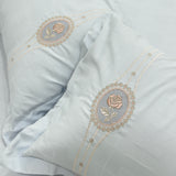 floral embroidered bedsheet set with pillow covers
