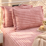 Strawberry Mallow King Size Velvety Corduroy Winter Bedsheet Set with 2 Pillow Covers | side view