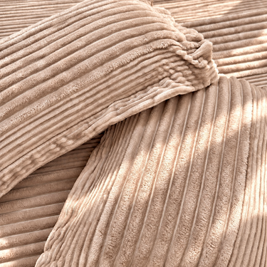 Toffee Mallow King Size Velvety Corduroy Winter Bedsheet Set with 2 Pillow Covers | focus view