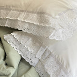 cotton pillow covers with lace frills