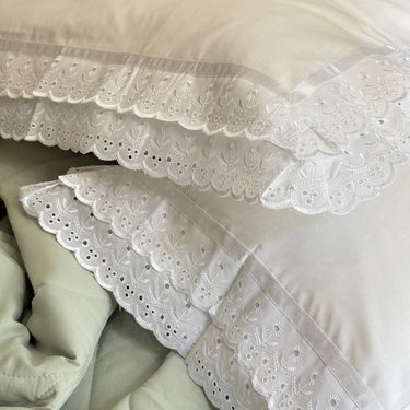 cotton pillow covers with lace frills