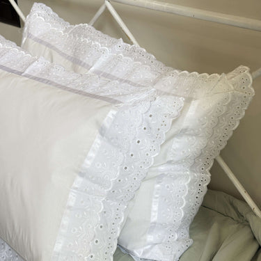 cotton pillow covers with lace frills