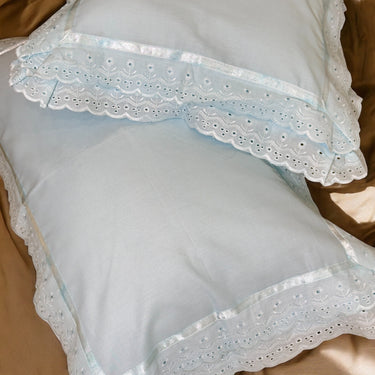 cotton pillow covers with lace frills