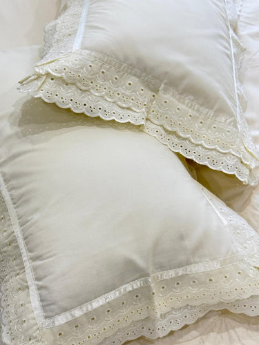 cotton pillow covers with lace frills