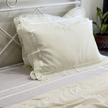 cotton pillow covers with lace frills